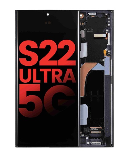 [107081015439] Bloc écran OLED avec châssis compatible SAMSUNG S22 Ultra 5G - Aftermarket Plus - Graphite