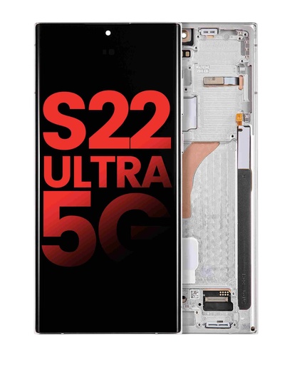 [107081015436] Bloc écran OLED avec châssis compatible SAMSUNG S22 Ultra 5G - Aftermarket Plus - Phantom White