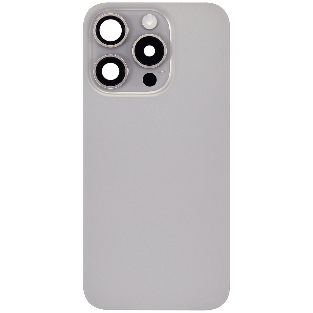 Vitre arrière avec adhésif et MagSafe original pour iPhone 15 Pro - Avec Logo - Grade A - Titane naturel