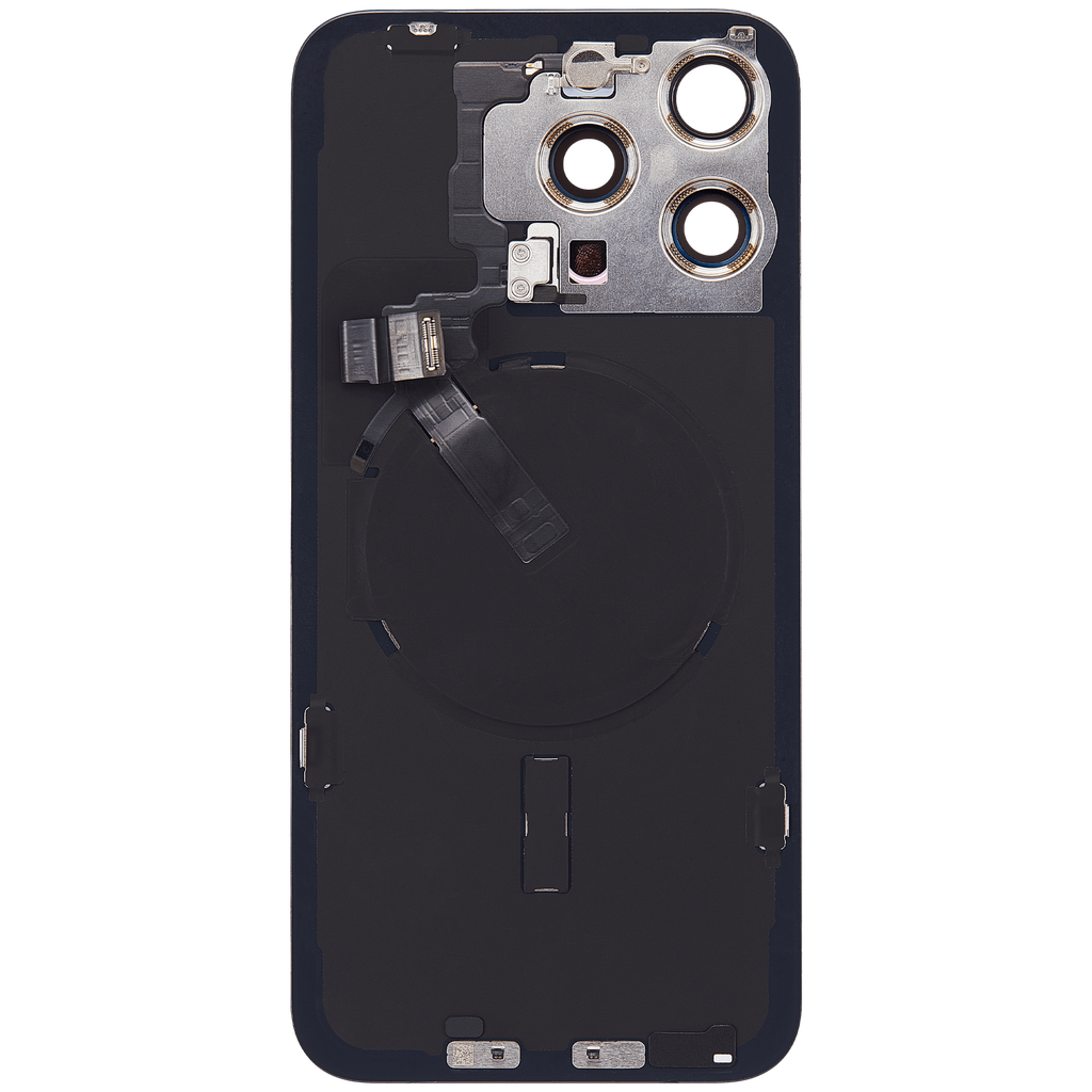 Vitre arrière avec adhésif et MagSafe original pour iPhone 15 Pro Max - Avec Logo - Grade A - Noir Titane
