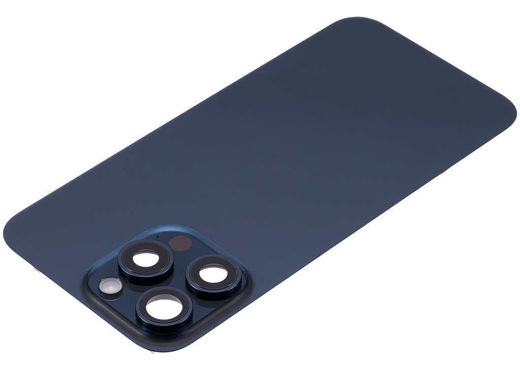Vitre arrière avec adhésif et MagSafe original pour iPhone 15 Pro Max - Avec Logo - Grade A - Bleu Titane