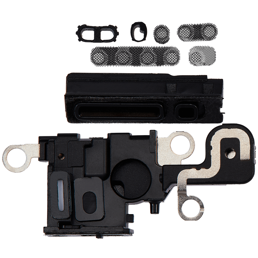 Pack de 10 grilles anti-poussière de haut-parleur et micro compatibles iPhone 15 - Noir