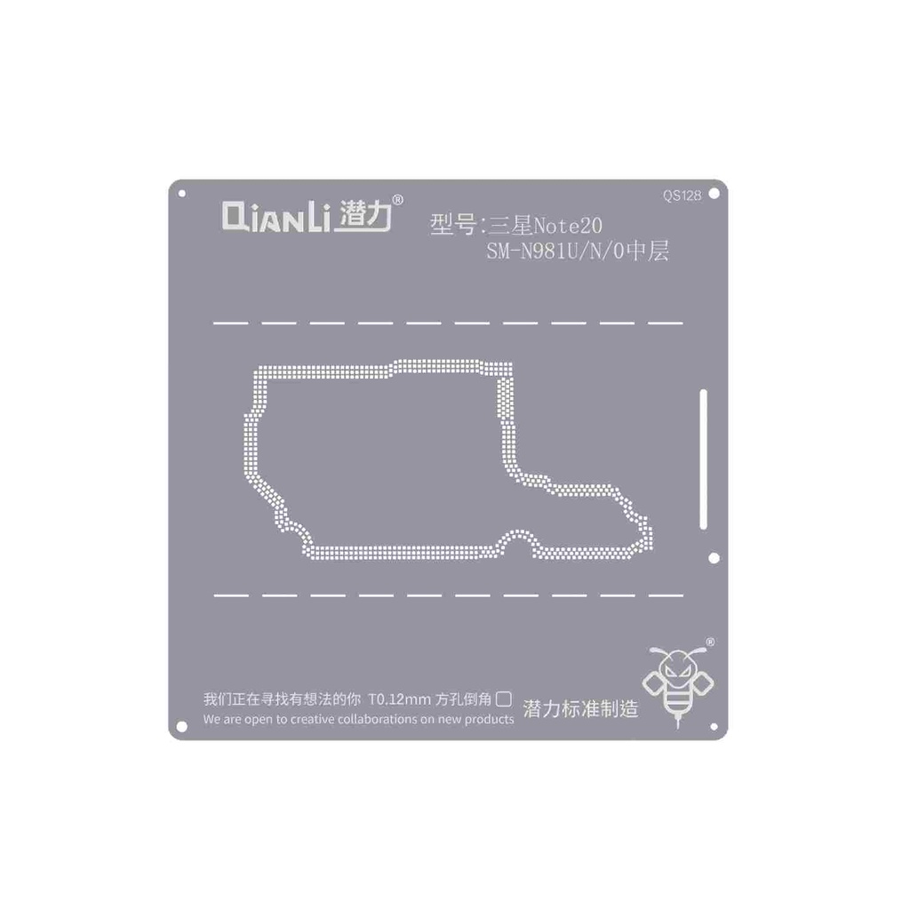 Stencil pochoir de rebillage pour SAMSUNG Note 20 SM-N981U - N981N - N9810 Middle Layer - Qianli QS128