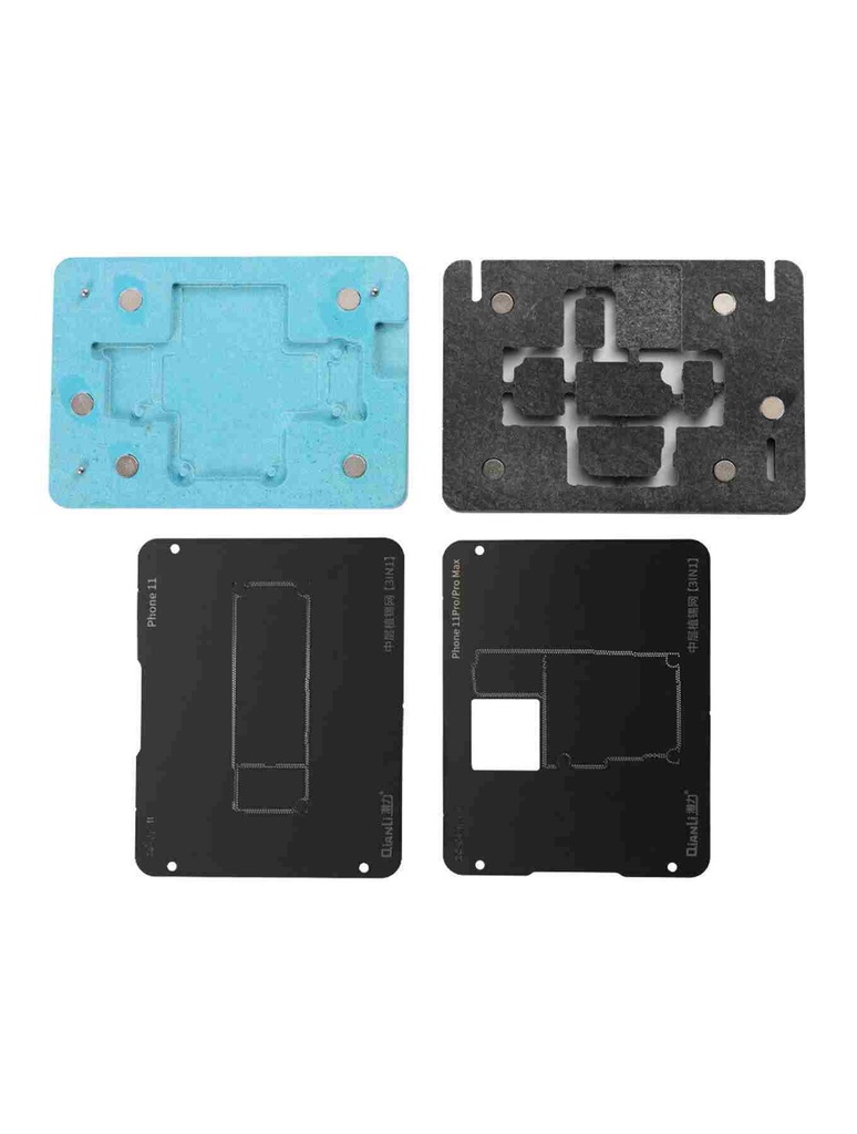 3 en 1Plateforme de rebillage avec stencil pour iPhone 11 - 11 Pro - 11 Pro Max - Qianli