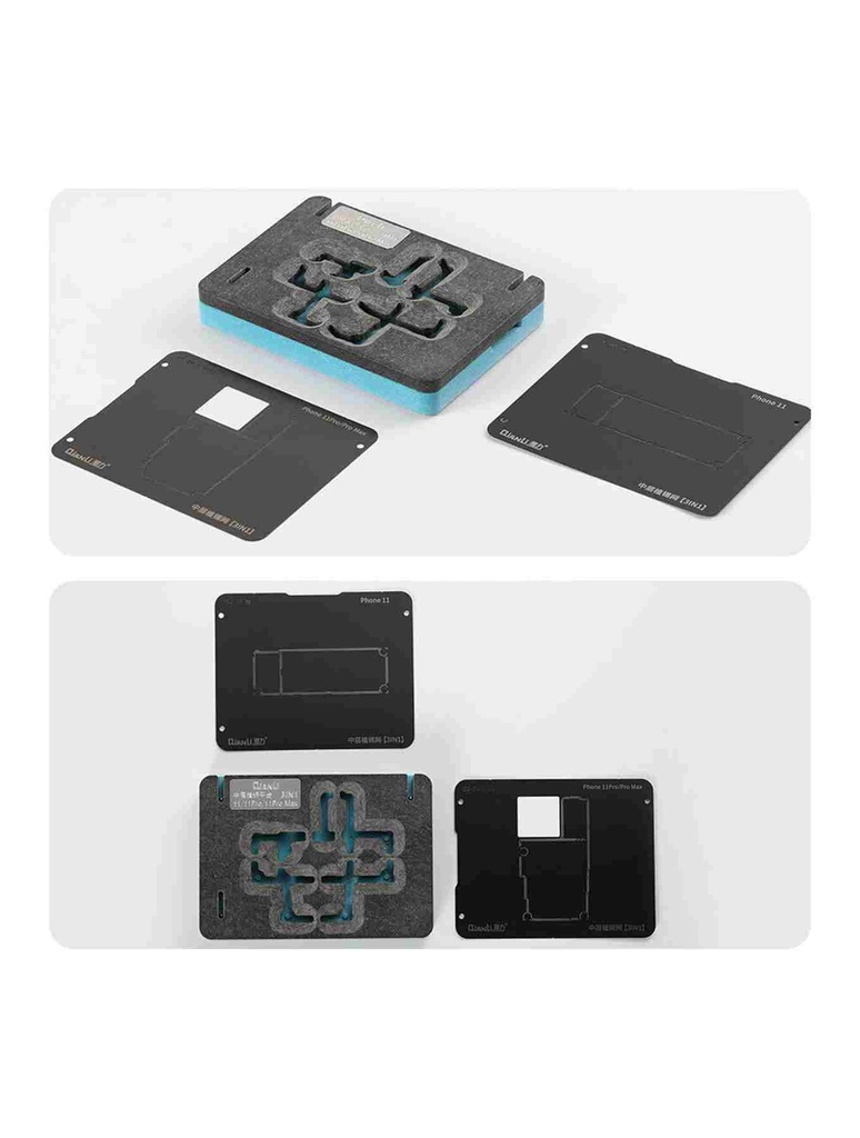 3 en 1Plateforme de rebillage avec stencil pour iPhone 11 - 11 Pro - 11 Pro Max - Qianli