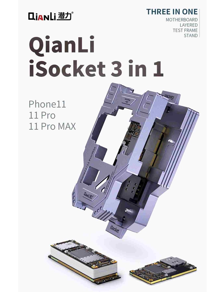3 en 1 Plateforme ISOCKET Qianli compatible iPhone 11 - 11 Pro - 11 Pro Max