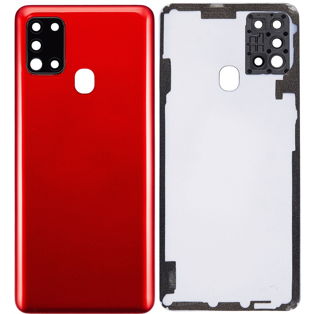 Vitre arrière avec lentille caméra arrière compatible Samsung Galaxy A21S A217 2020 - Aftermarket Plus - Rouge