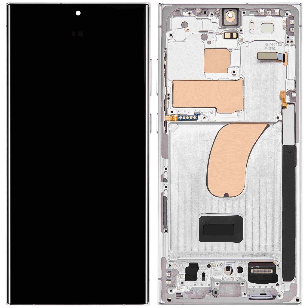 Bloc écran OLED avec châssis compatible SAMSUNG S23 Ultra 5G - Version US et Internationale - Aftermarket Plus - Sky Blue
