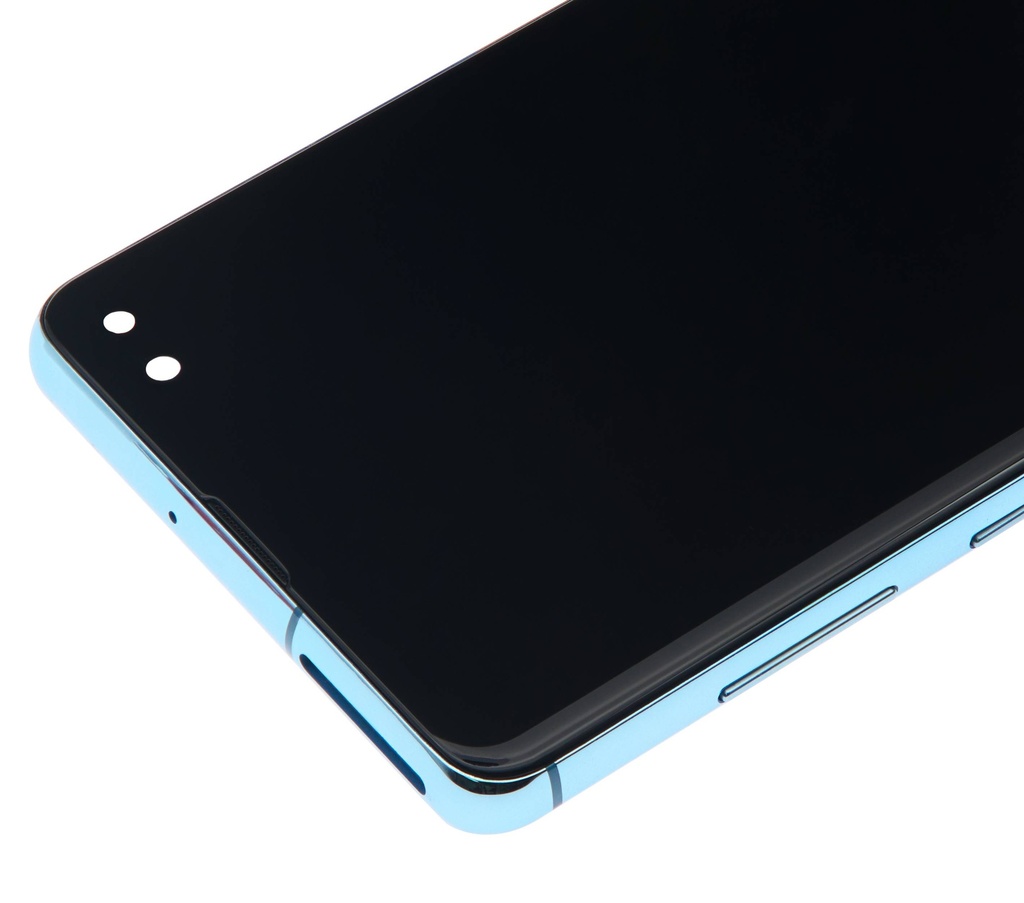 Bloc écran LCD avec châssis - sans capteur d'empreintes digitales compatible Samsung Galaxy S10 Plus - Aftermarket Plus: TFT - Prism Blue