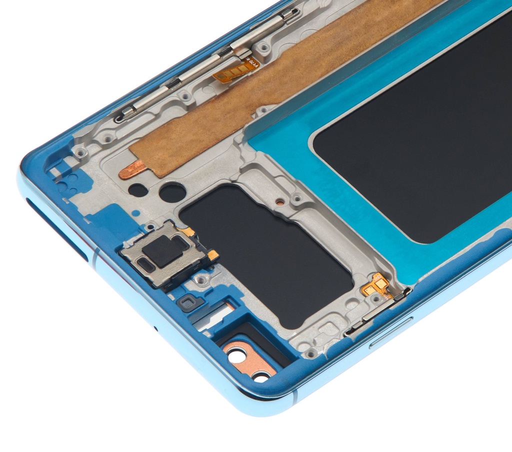 Bloc écran LCD avec châssis - sans capteur d'empreintes digitales compatible Samsung Galaxy S10 Plus - Aftermarket Plus: TFT - Prism Blue