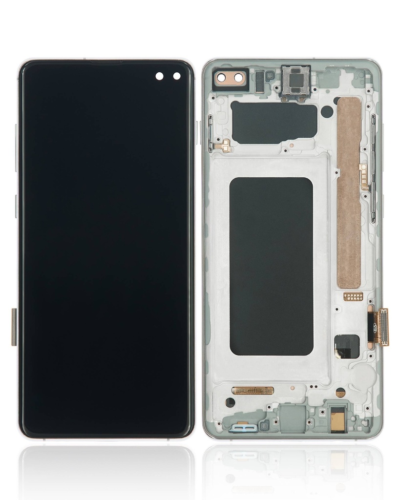 Bloc écran LCD avec châssis - sans capteur d'empreintes digitales compatible Samsung Galaxy S10 Plus - Aftermarket Plus: TFT - Prism White