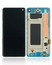 Bloc écran LCD avec châssis - sans capteur d'empreintes digitales compatible Samsung Galaxy S10 - Aftermarket Plus: TFT - Prism Blue