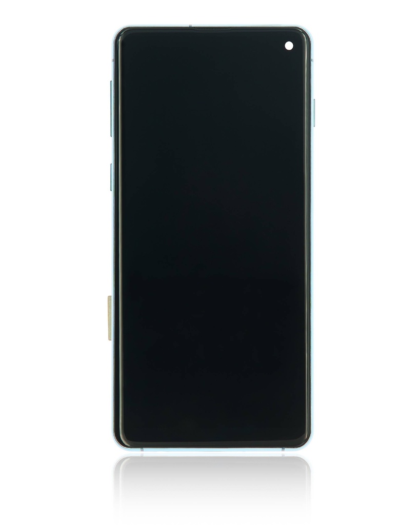 Bloc écran LCD avec châssis - sans capteur d'empreintes digitales compatible Samsung Galaxy S10 - Aftermarket Plus: TFT - Prism Blue