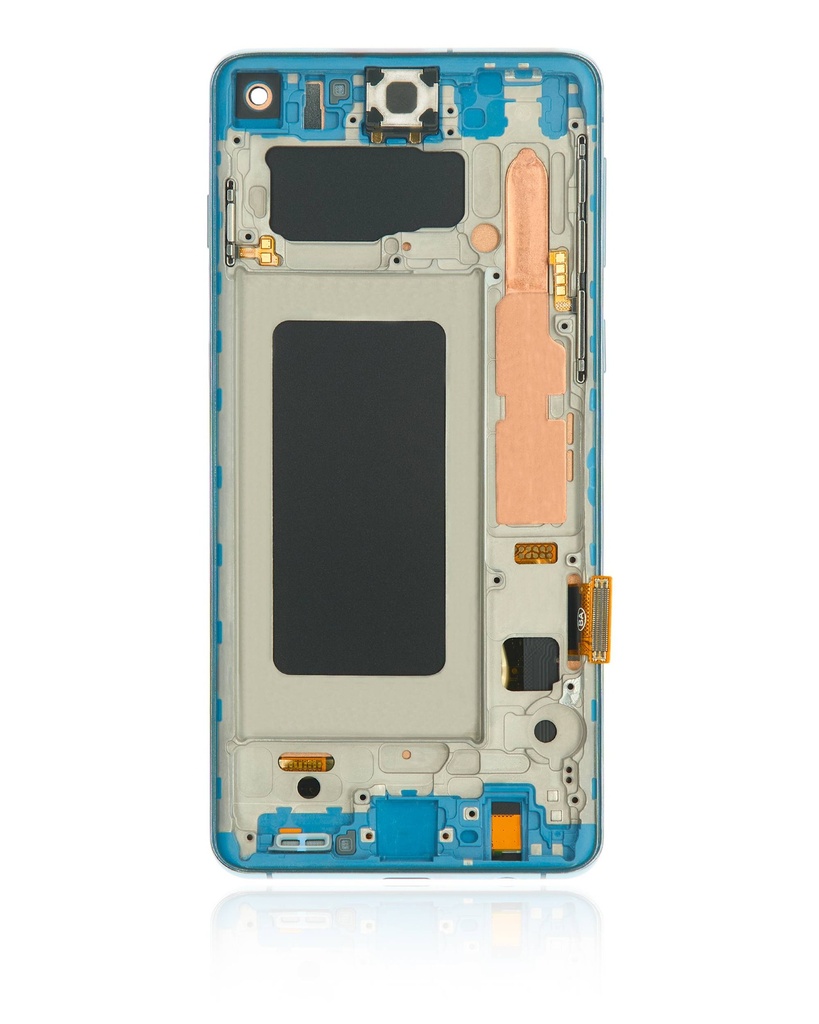 Bloc écran LCD avec châssis - sans capteur d'empreintes digitales compatible Samsung Galaxy S10 - Aftermarket Plus: TFT - Prism Blue