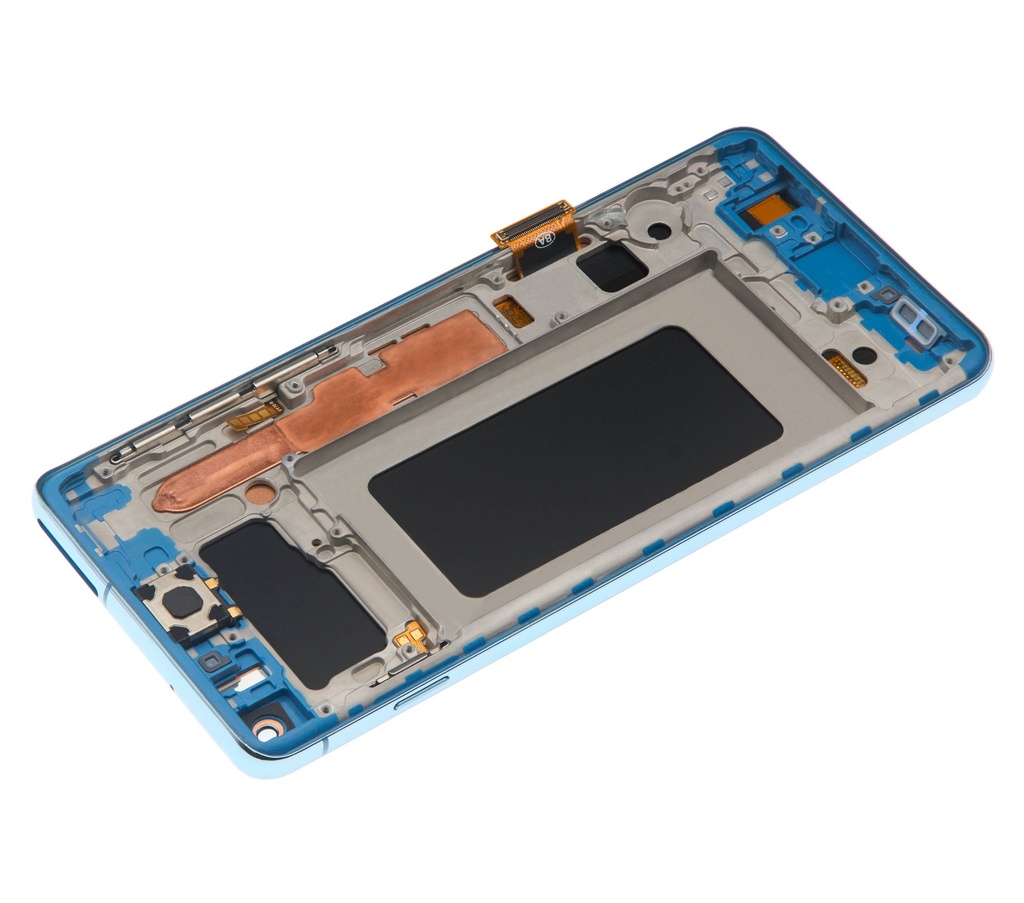 Bloc écran LCD avec châssis - sans capteur d'empreintes digitales compatible Samsung Galaxy S10 - Aftermarket Plus: TFT - Prism Blue