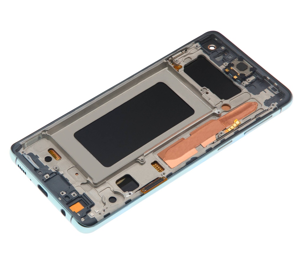 Bloc écran LCD avec châssis - sans capteur d'empreintes digitales compatible Samsung Galaxy S10 - Aftermarket Plus: TFT - Prism Green