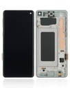 Bloc écran LCD avec châssis - sans capteur d'empreintes digitales compatible Samsung Galaxy S10 - Aftermarket Plus: TFT - Prism White