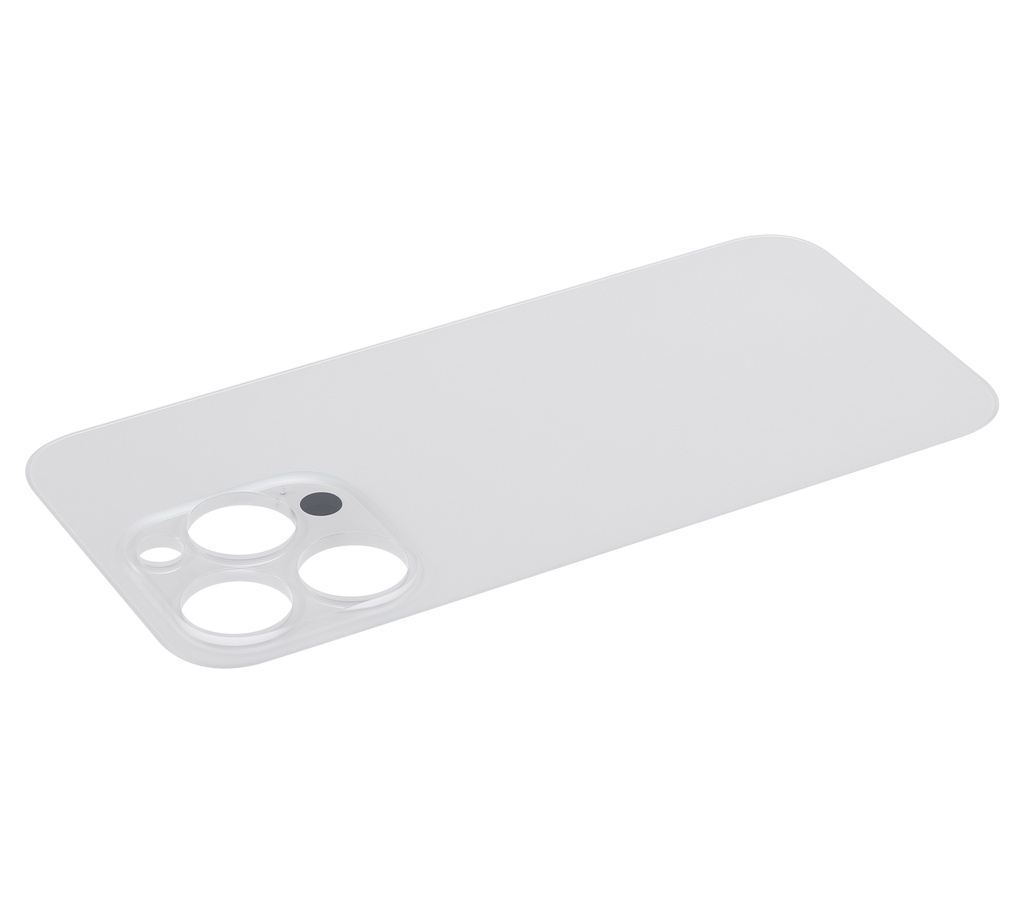 Vitre arrière avec adhésif 3M compatible iPhone 14 Pro - Sans Logo - Large Camera Hole - Argent