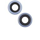 Lentille caméra arrière avec support et anneau compatible iPhone 14 et 14 Plus - 2 pièces - Aftermarket Plus - Bleu