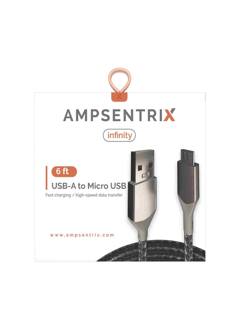 Câble micro-USB vers Type A - Ampsentrix - Infinity - Argent