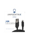 Câble USB-A vers Lightning non-MFI - 2m - Ampsentrix - Infinity - Noir