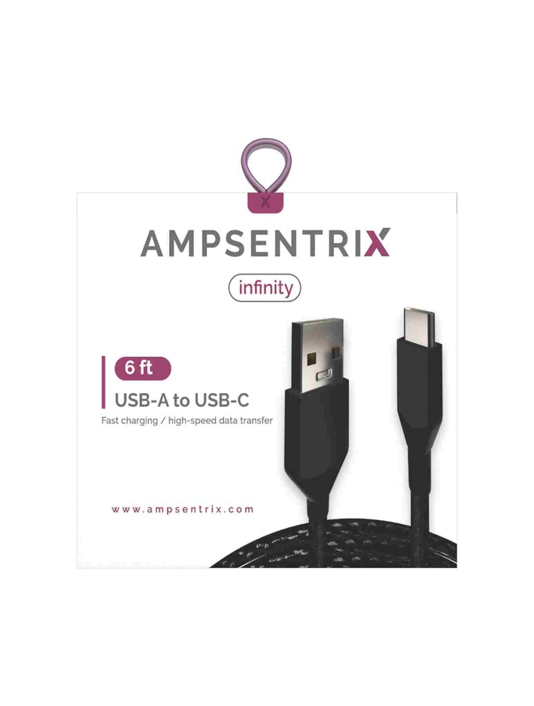 Câble USB-C vers USB-A - 2m - Ampsentrix - Infinity - Noir