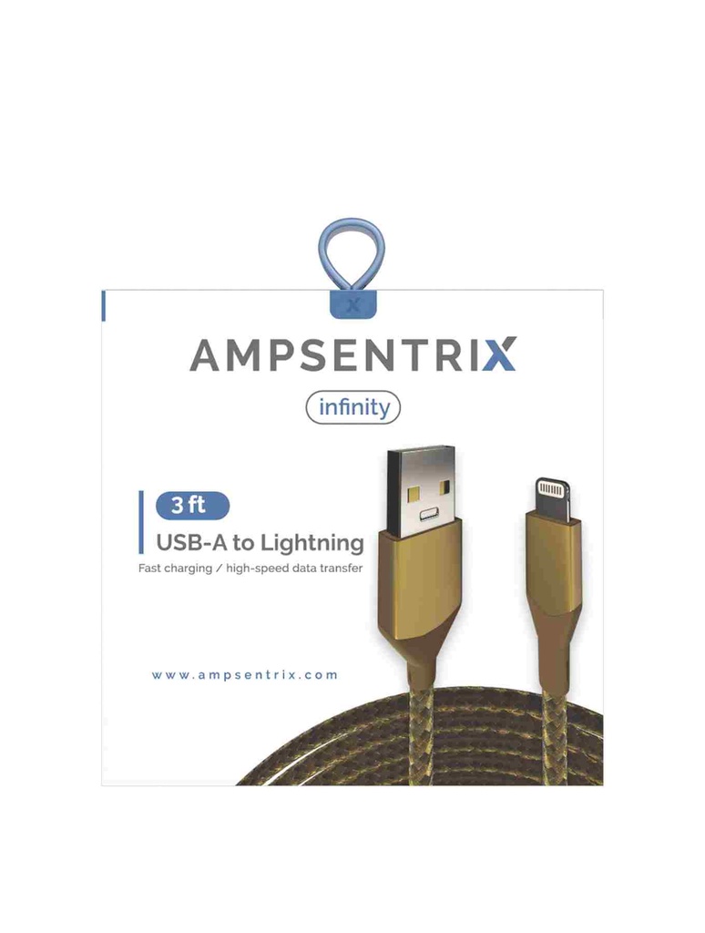 Câble USB-A vers Lightning non-MFI - 1m - Ampsentrix - Infinity - Or