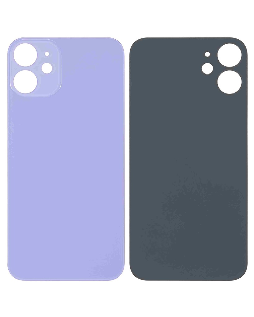 Vitre arrière avec adhésif 3M compatible iPhone 12 Mini - sans logo - Fente large pour caméra - Violet