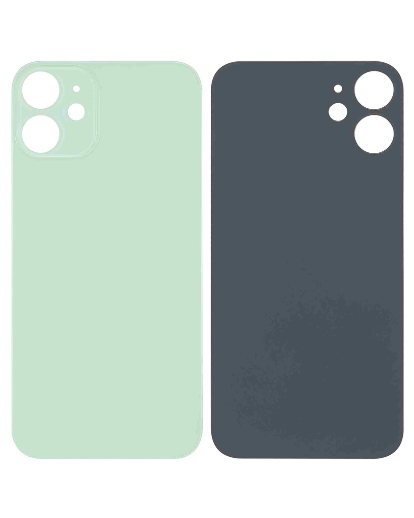 Vitre arrière avec adhésif 3M compatible iPhone 12 Mini - sans logo - Fente large pour caméra - Vert