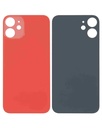 Vitre arrière avec adhésif 3M compatible iPhone 12 Mini - sans logo - Fente large pour caméra - Rouge