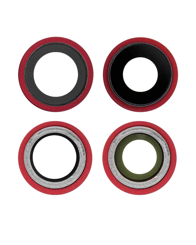 Pack de 10 lentilles caméra arrière avec support compatible iPhone 12 et 12 Mini - Aftermarket Plus - Rouge