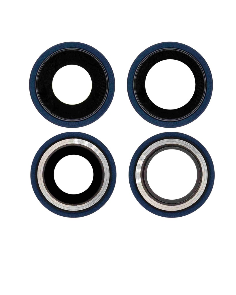 Pack de 10 lentilles caméra arrière avec support compatible iPhone 12 et 12 Mini - Aftermarket Plus - Bleu