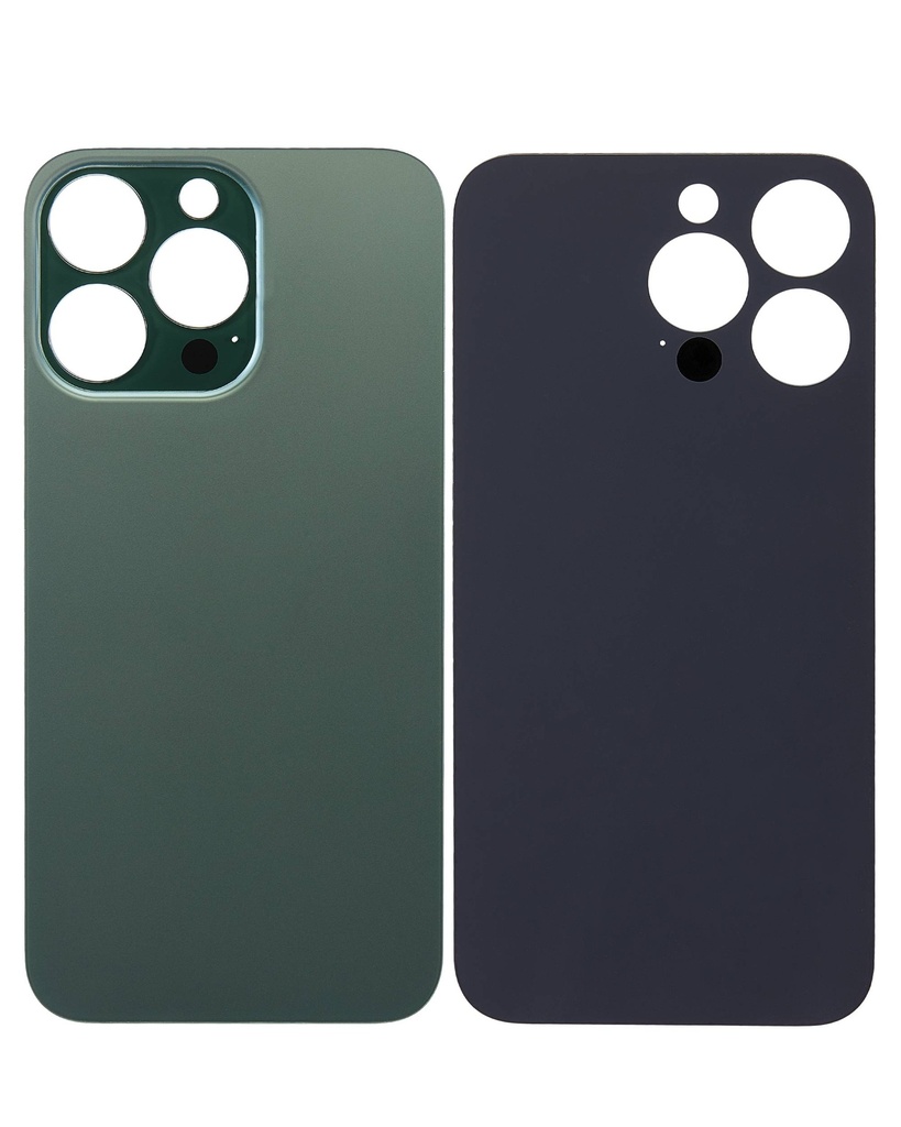 Vitre arrière avec adhésif 3M compatible iPhone 13 Pro - Sans logo - Large camera hole - Alpine Green