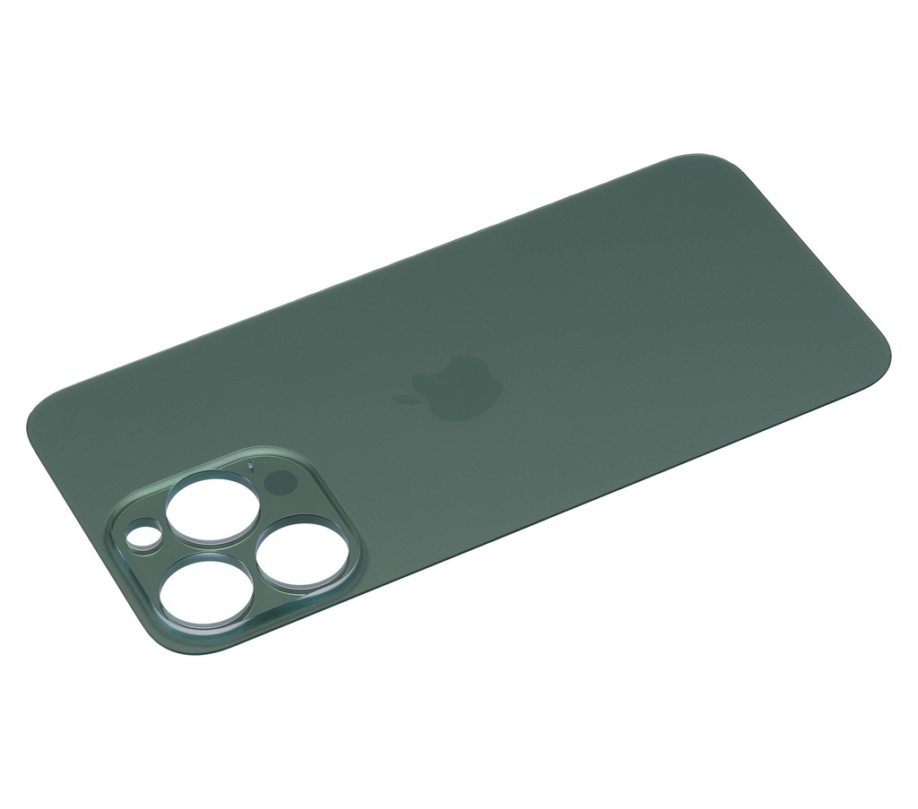 Vitre arrière avec adhésif 3M compatible iPhone 13 Pro - Sans logo - Large camera hole - Alpine Green