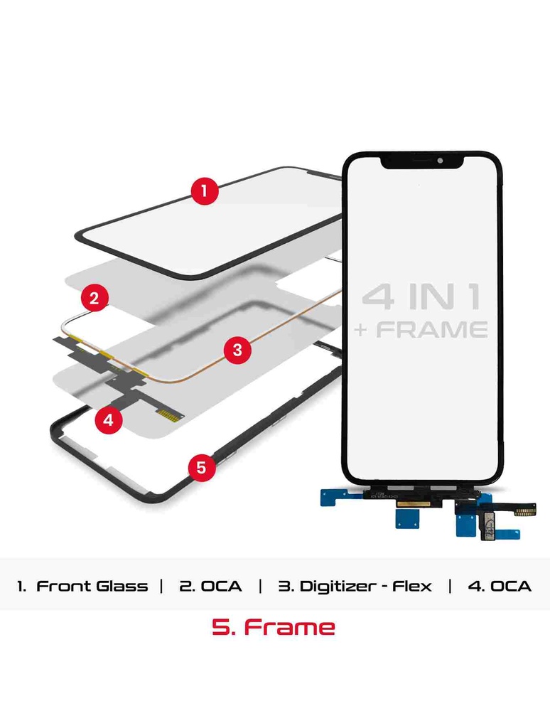 4 en 1 vitre tactile avec OCA préinstallé - OCA - Short touch - compatible iPhone X - OCA Master