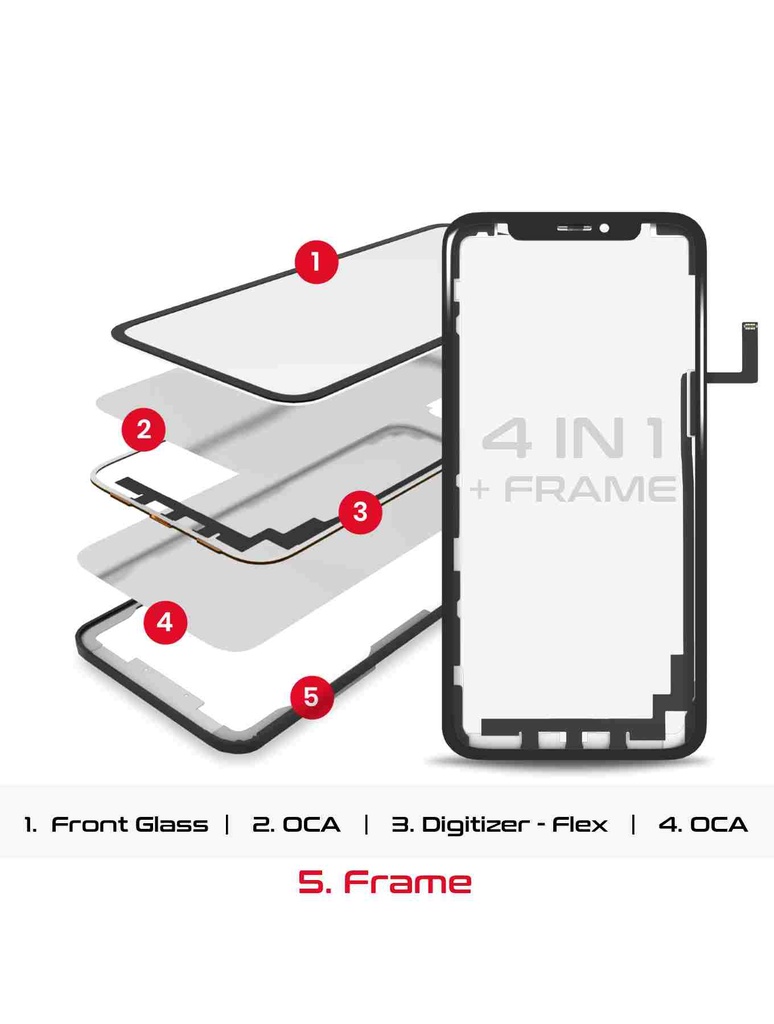 4 en 1 vitre tactile avec double OCA préinstallé et Long touch - compatible iPhone 11 Pro - OCA Master