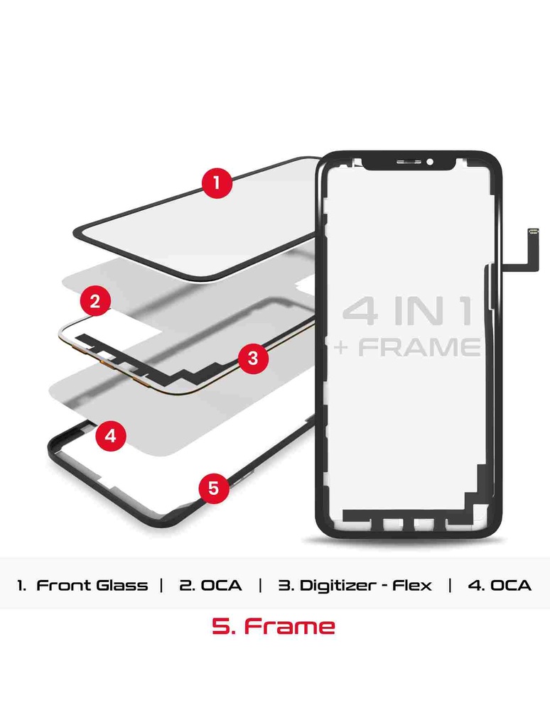 4 en 1 vitre tactile avec double OCA préinstallé et Long touch - compatible iPhone 11 Pro Max - OCA Master