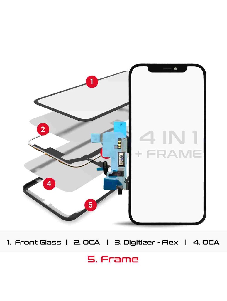 4 en 1 vitre tactile avec double OCA préinstallé et Short touch - compatible iPhone 12 et 12 Pro - OCA Master