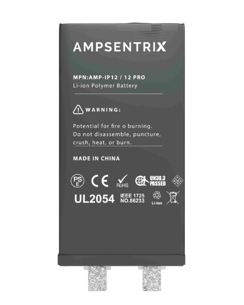 Batterie SANS BMS avec Tag-On Flex compatible iPhone 12 et 12 Pro - Soudure nécessaire - AmpSentrix Core