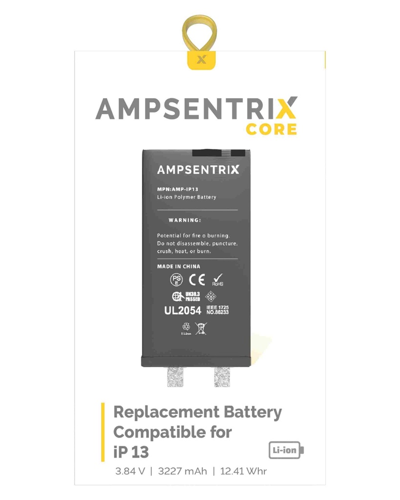 Batterie SANS BMS compatible iPhone 13 - soudure nécessaire - AmpSentrix Core