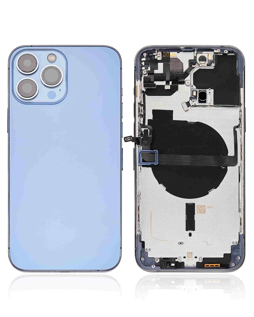 Chassis avec nappes compatible iPhone 13 Pro Max - Version internationale - sans logo - Aftermarket Plus - Bleu Sierra