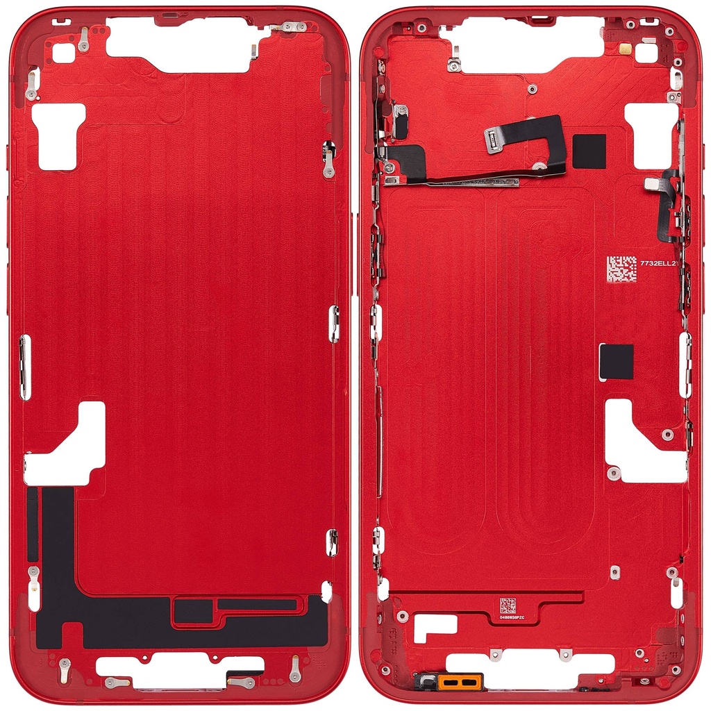 Châssis central avec boutons Power et Volumes compatible iPhone 14 - Version internationale - Aftermarket Plus - Rouge