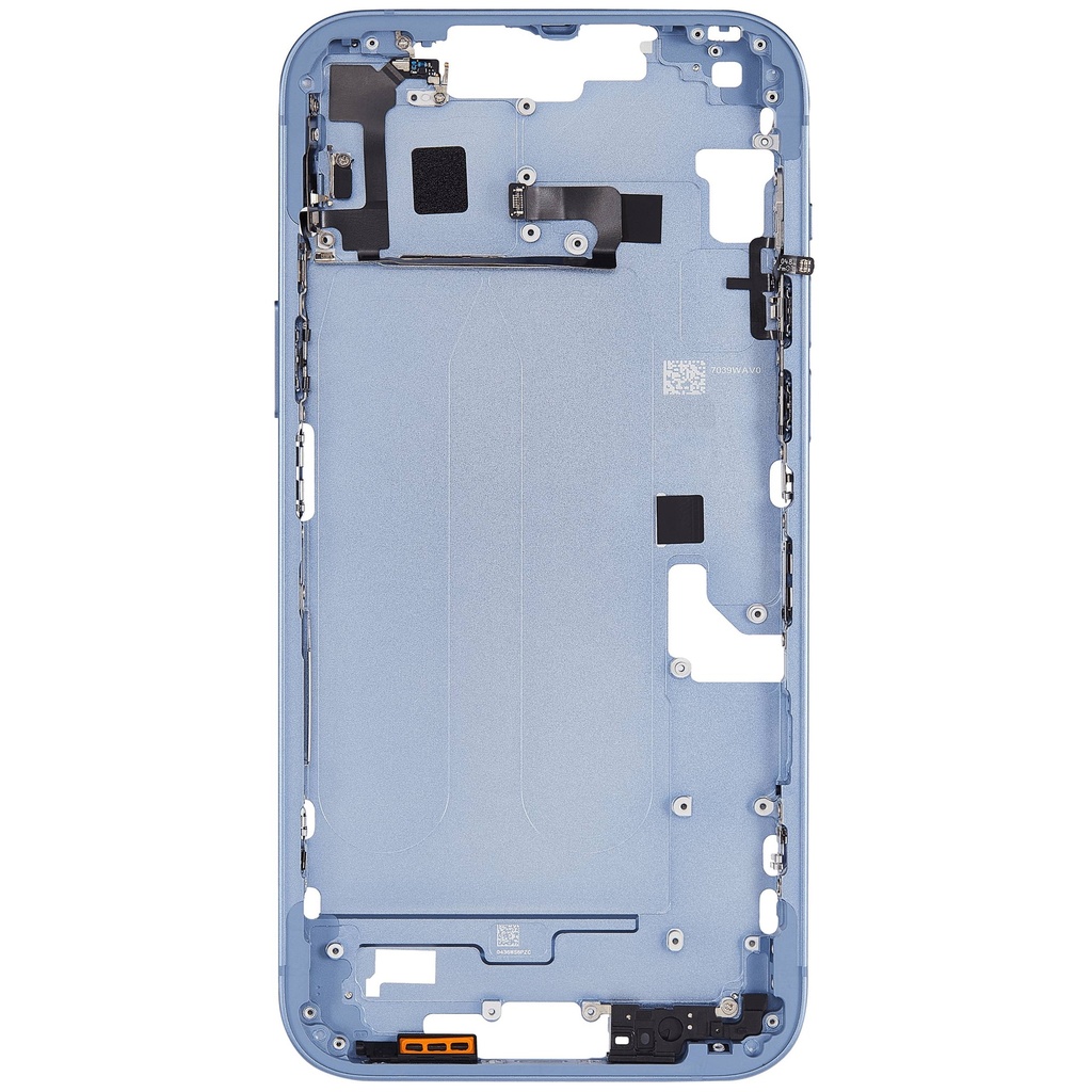 Châssis central avec boutons Power et Volumes compatible iPhone 14 Plus - Version internationale - Aftermarket Plus - Bleu