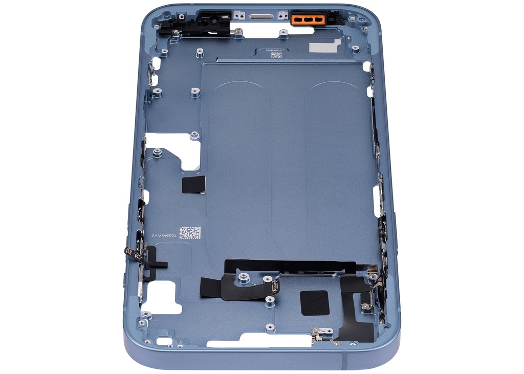 Châssis central avec boutons Power et Volumes compatible iPhone 14 Plus - Version internationale - Aftermarket Plus - Bleu