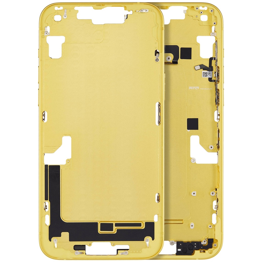 Châssis central avec boutons Power et Volumes compatible iPhone 14 Plus - Version internationale - Aftermarket Plus - Jaune