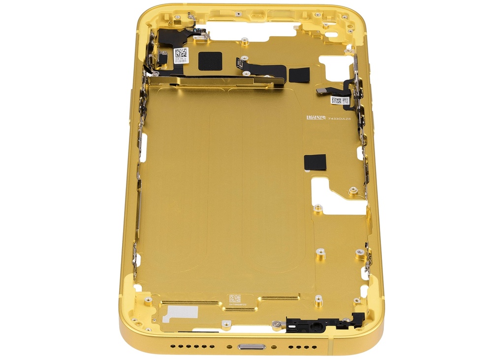 Châssis central avec boutons Power et Volumes compatible iPhone 14 Plus - Version internationale - Aftermarket Plus - Jaune