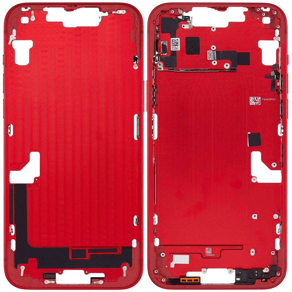 Châssis central avec boutons Power et Volumes compatible iPhone 14 Plus - Version internationale - Aftermarket Plus - Rouge