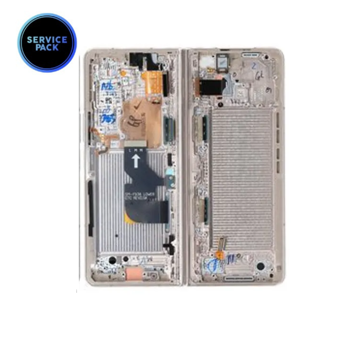 Bloc écran LCD avec châssis pour SAMSUNG Galaxy Z Fold 4 F936B - SERVICE PACK - Ivoire