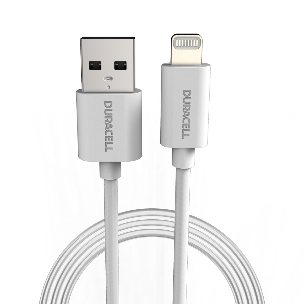 Câble Duracell Sync/Charge 2 M Blanc USB-A-Lightning
