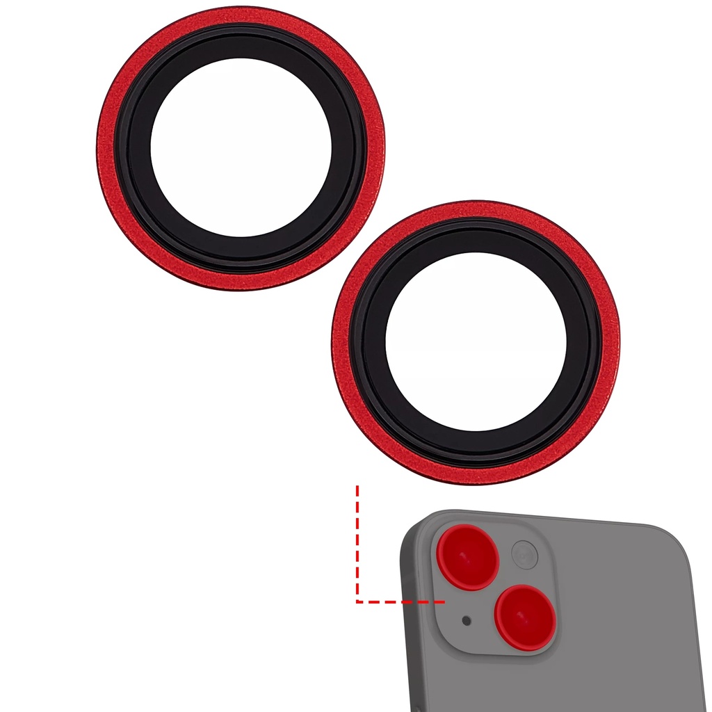 Verre trempé de caméra Clair compatible iPhone 14 - 14 Plus Apple - Casper - Rouge